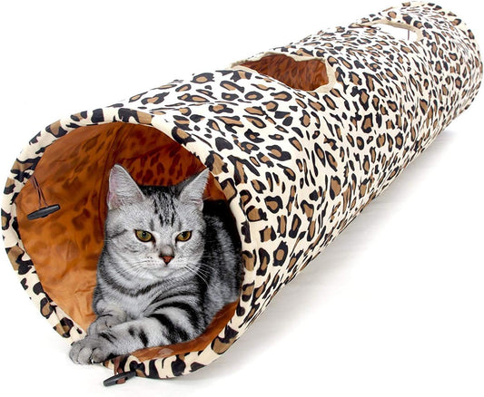 XL Collapsible Cat Tunnel for Fat Cats & Rabbits - 51"X12" Extra Wide Pet Play Tunnel with 12-Inch Diameter for Large Cats, Small Dogs