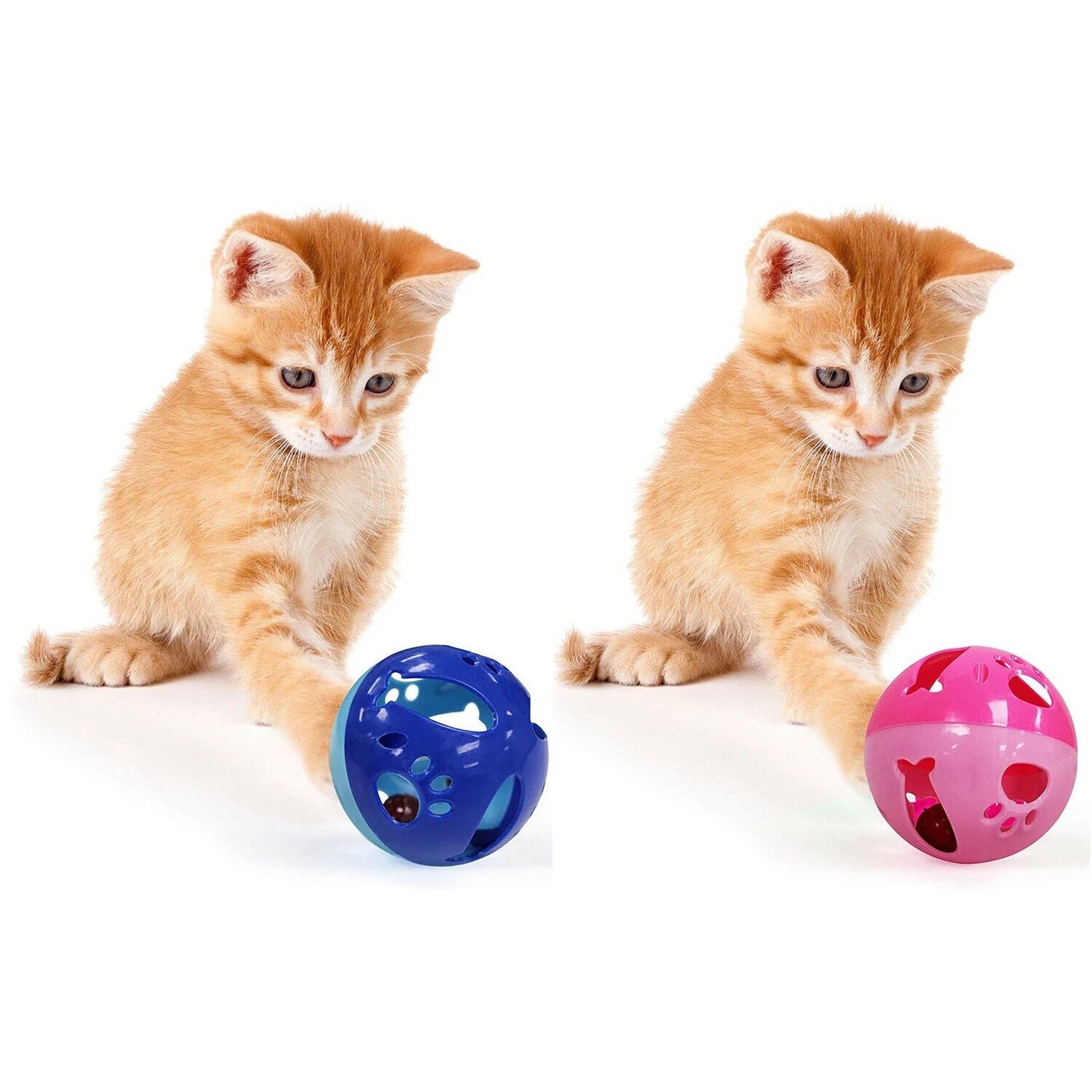 Large Size Cat Ball with Bell Toy for Cats Kittens and Other Animals - Large Size for Extra Fun, Rings as It Moves - Pink