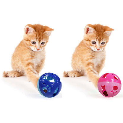 Large Size Cat Ball with Bell Toy for Cats Kittens and Other Animals - Large Size for Extra Fun, Rings as It Moves - Pink