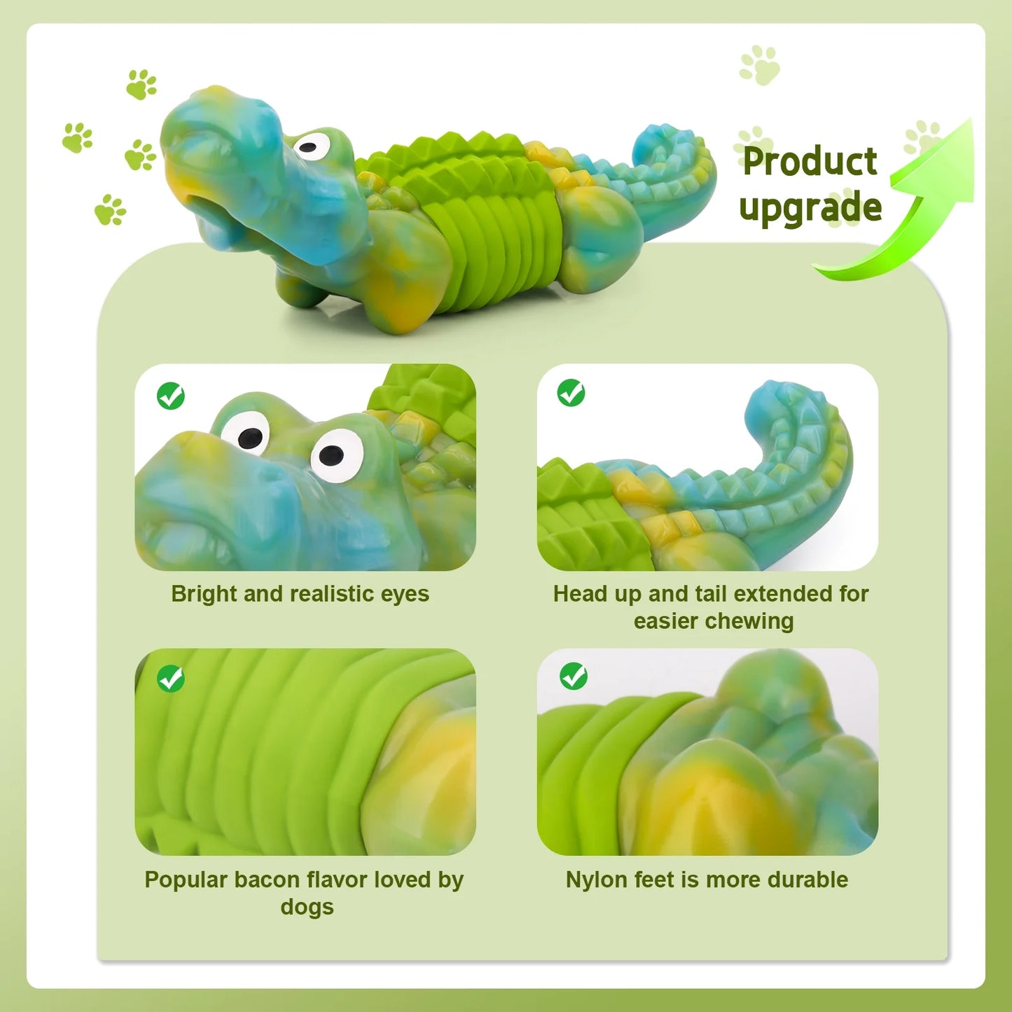 Tough Dog Toys,Dog Toys for Aggressive Chewers,Indestructible Dog Toys for Large Breed,Durable Dog Toys for Large Dogs,Bacon Flavor,Green