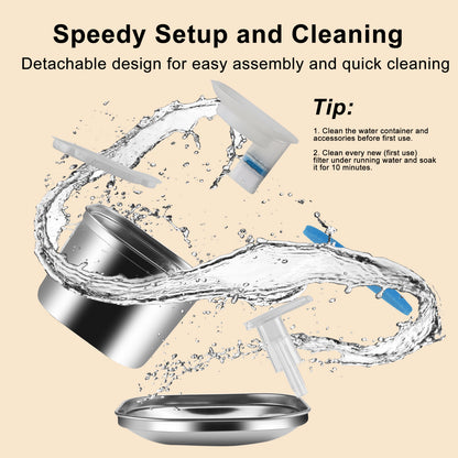 Cat Water Fountain Stainless Steel 74Oz/2.2L Automatic Pet Dog Water Fountain