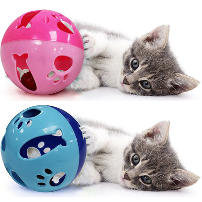 Large Size Cat Ball with Bell Toy for Cats Kittens and Other Animals - Large Size for Extra Fun, Rings as It Moves - Pink