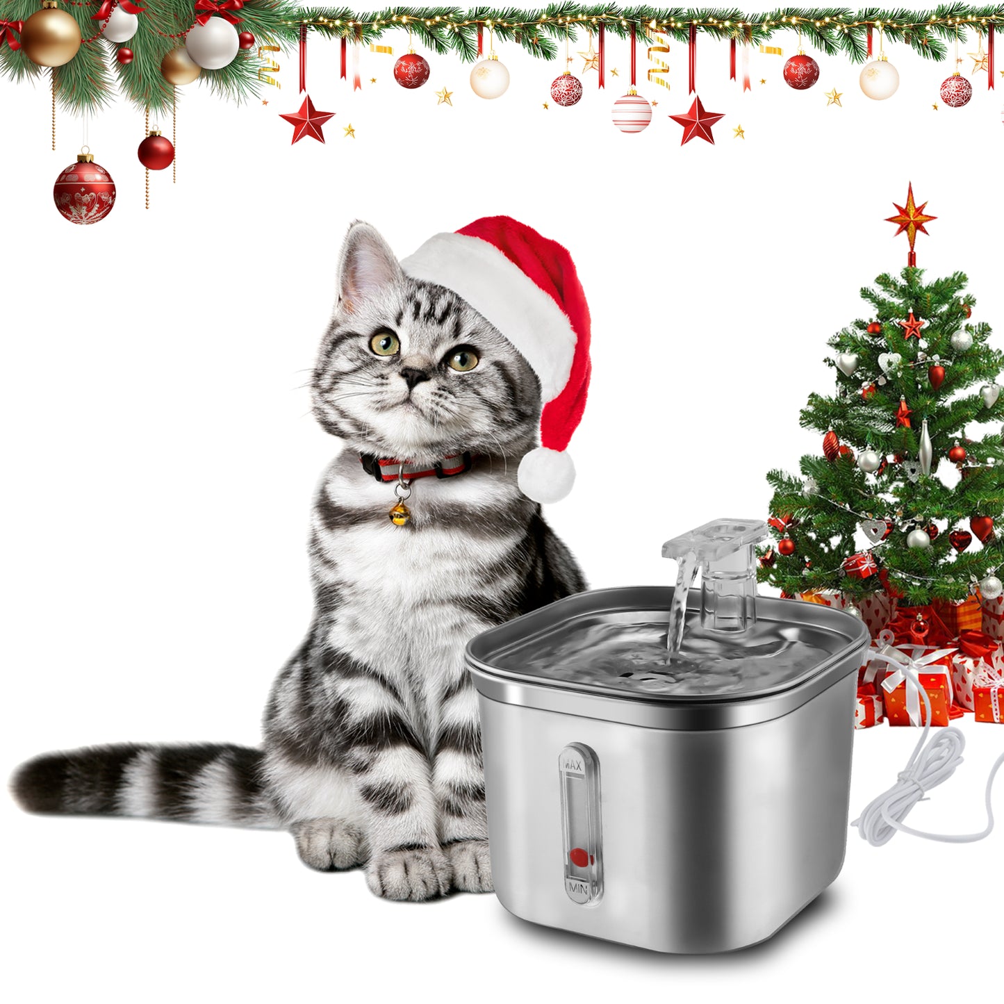 Cat Water Fountain Stainless Steel 74Oz/2.2L Automatic Pet Dog Water Fountain